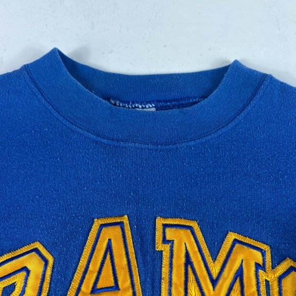 VTG Y2K NFL St Louis Rams Kurt Warner Sweatshirt Extra Large Blue Faded Crewneck - Picture 7 of 14